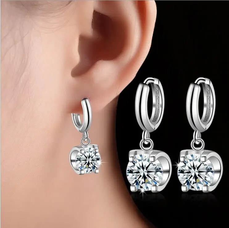 

New arrival high quality fashion shiny CZ zircon star 925 sterling silver ladies`stud earrings jewelry wholesale