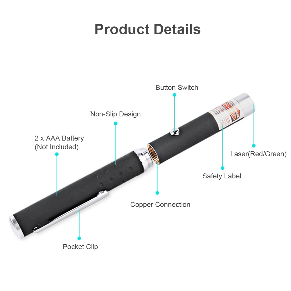 Высококачественная красная/зеленая лазерная указка 5 мВт Мощный светодиодный