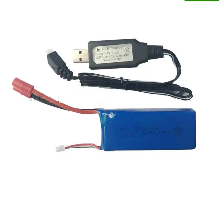 Ewellselling 7 4 в 2000 мАч литий полимерный + зарядное устройство USB для X8C X8W X8G 8HW X8HC X8HG 899 RC