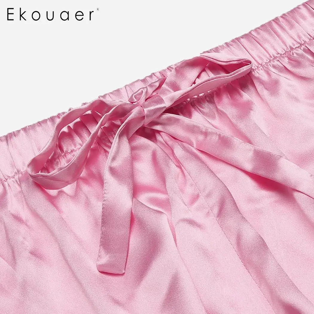 Женский пижамный комплект Ekouaer из сатина с тонкими бретельками и