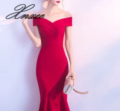 

2020 spring and summer new red long dress slim slimming