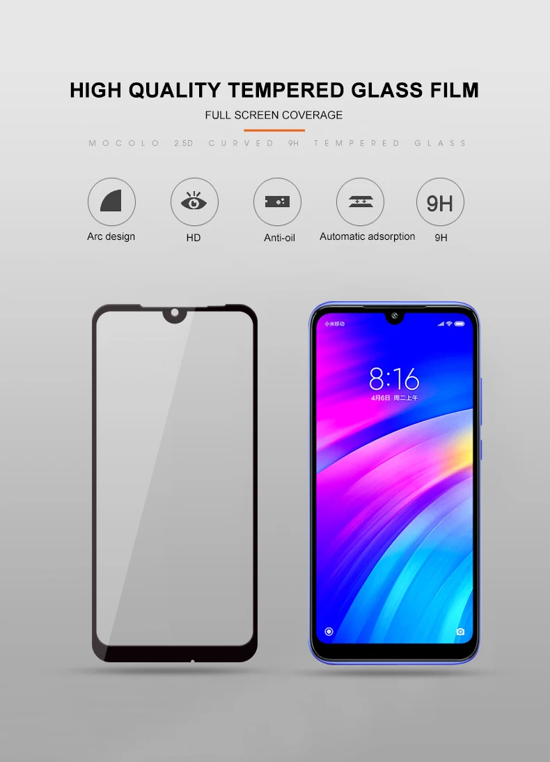 Для Xiaomi Redmi 7 Защита экрана Mocolo полное покрытие Полный клей 9H Закаленное стекло пленка для Redmi 7 протектор экрана