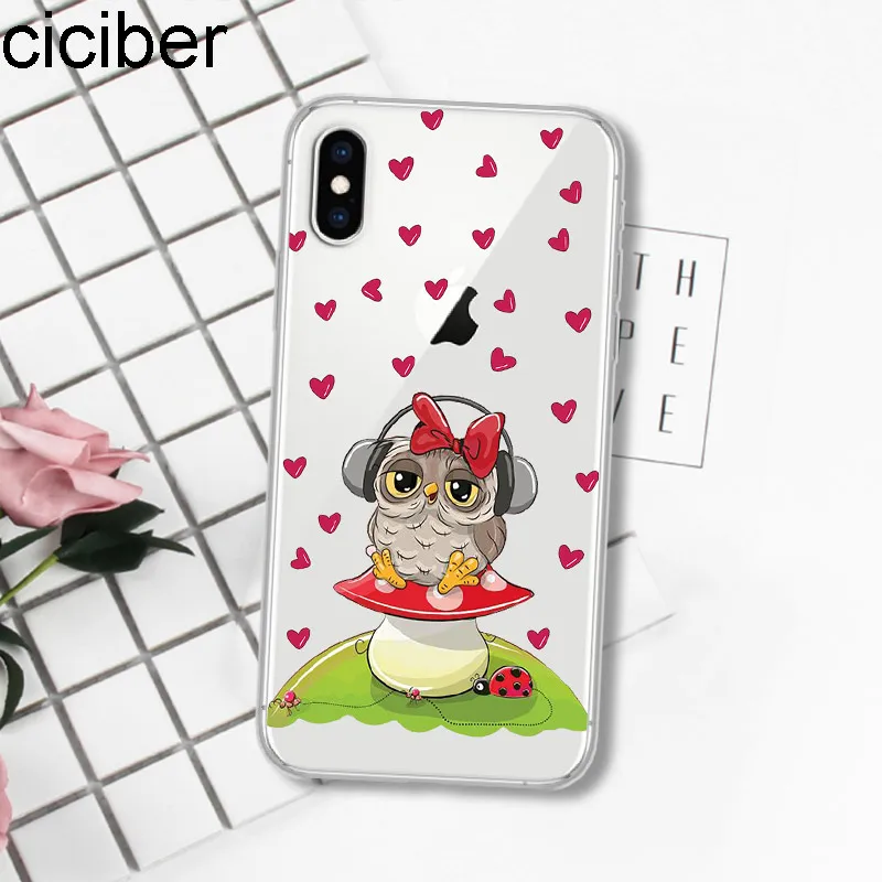Ciciber милый мультфильм Сова Сердце Мягкий силиконовый прозрачный ТПУ для iPhone 11 Pro