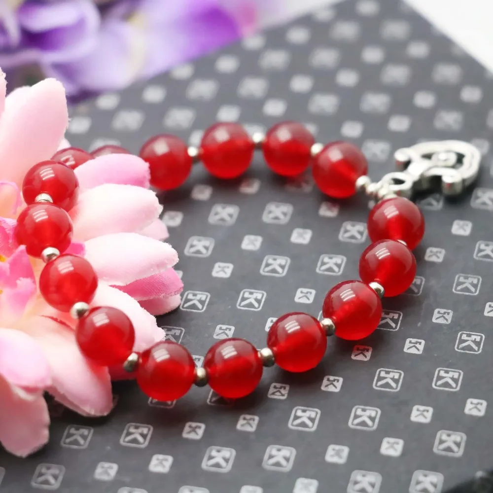 Классические распространенные красные бусины из сардоникса браслет халцедона