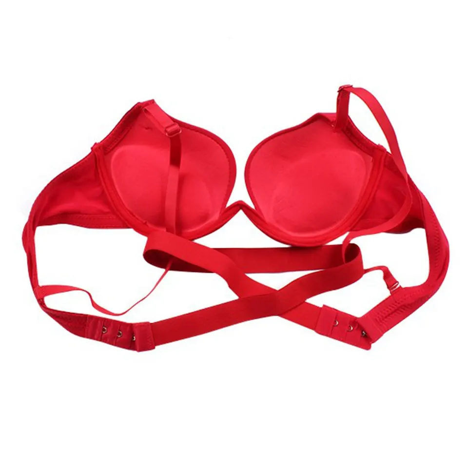 

Women Low Cut Sexy Bra Ladies Push Up Bra Backless Invisible Halter Convertible Seamless Bra Deep U Plunge Shaped Bras