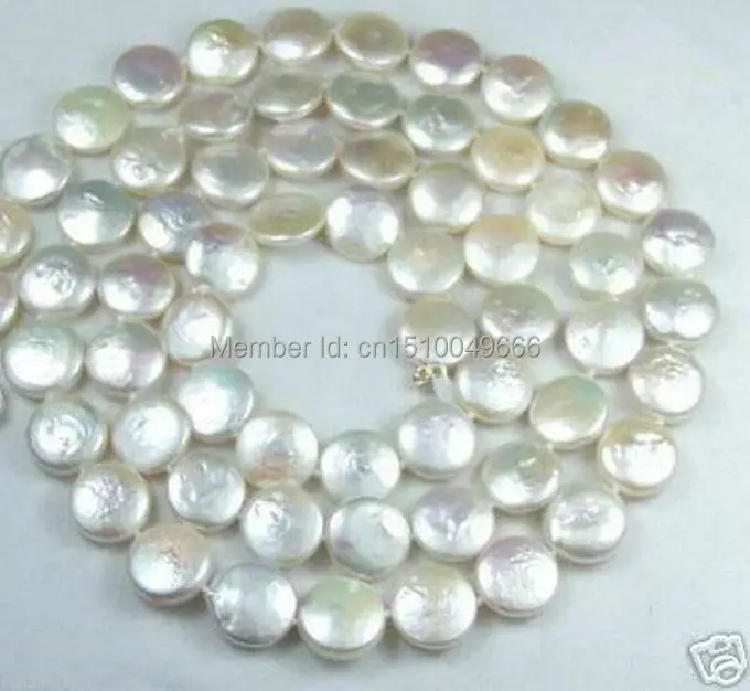 

FREE SHIPPING>>>12MM White Coin Pearl Jewelry Gorgeous Necklace 30" AA
