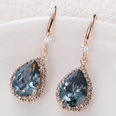 gold blue Новые серьги Manxiuni для женщин, большие длинные серьги в стиле барокко, рождественские серьги в форме капель с кристаллами - Окраска металла: gold blue
