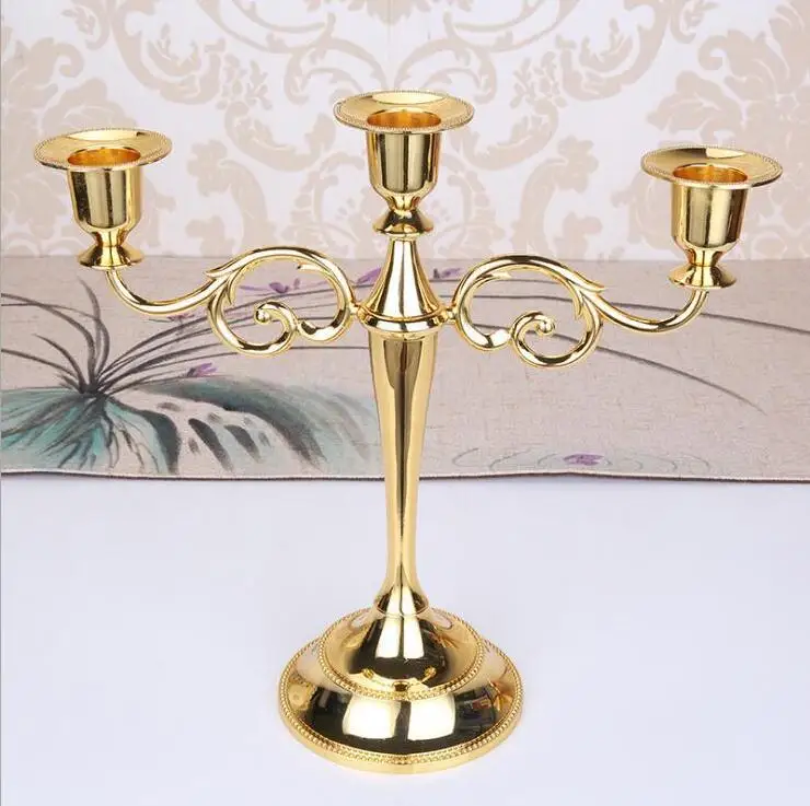 Silver/Gold/Bronze/Black 3-Arms Metal Candle Holders Home Decor Candlestick Wedding Decoration Stand Marriage Candelabra | Дом и сад