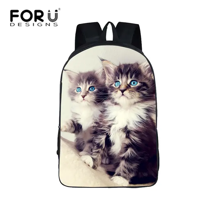 T0800C FORUDESIGNS/рюкзак Водонепроницаемый Холст Школьные сумки для подростков мальчиков девочек кошка печати рюкзаки 15 дюймов школьный рюкзак Детская сумка - Цвет: T0800C