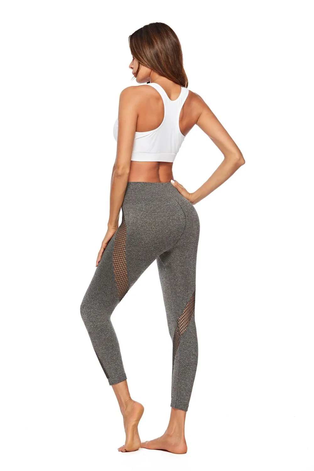 

WKOUD Mesh Patchwork Legging Women's High Waist Hollow Out Leggings Sexy Push Up Slim Pants Skinny Fitness Streetpants P8832