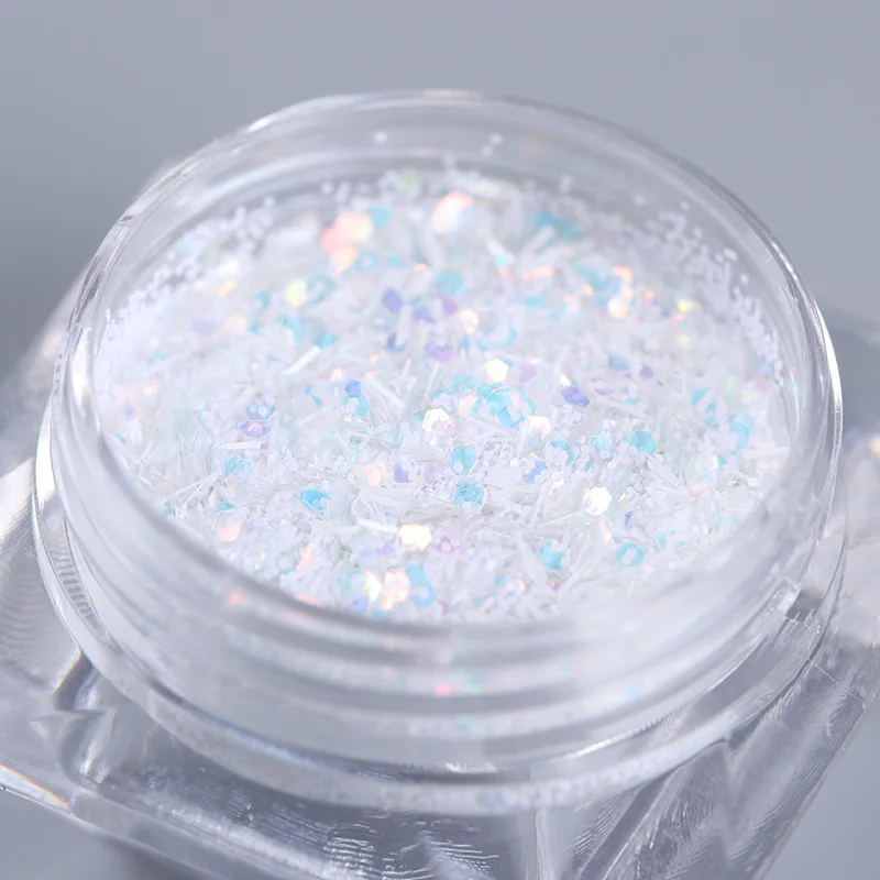 Шестиугольные снежинки для ногтей с блестками 1 5 г цветные полоски белые