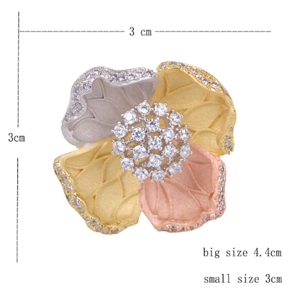 MECHOSEN Великолепные Броши в виде цветка блестящий Фианит медь Две броши для