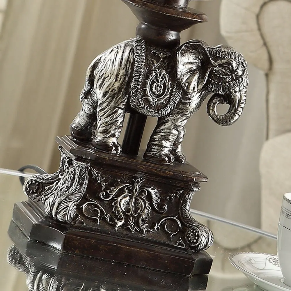 Настольные лампы в виде слона европейская полимерная прикроватная лампа для спальни тканевый абажур