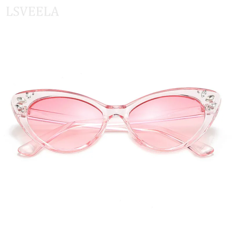 LSVEELA Марка Дизайнер Алмаз Винтаж солнцезащитные очки для женщин Черный кот глаз