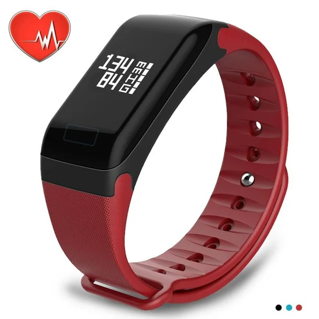 LUOKA фитнес-трекер Браслет пульсометр умный Браслет F1 Smartbracelet кровяное давление с шагомером браслет - Цвет: red