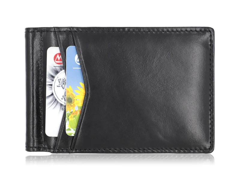 RFID Блокировка мини кошелек с зажимом для денег мужской брендовый Повседневный двойной тонкий кошелек из натуральной кожи кошелек держатель для ID кредитных карт чехол