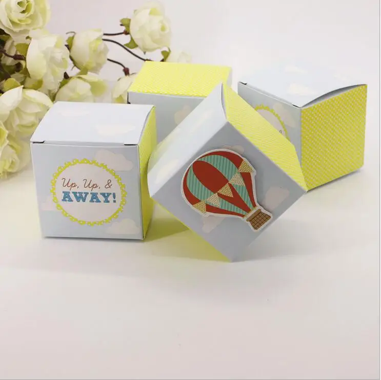 100 шт./лот лимонно-желтый горячий воздух воздушный шар Свадьба конфеты коробка DIY