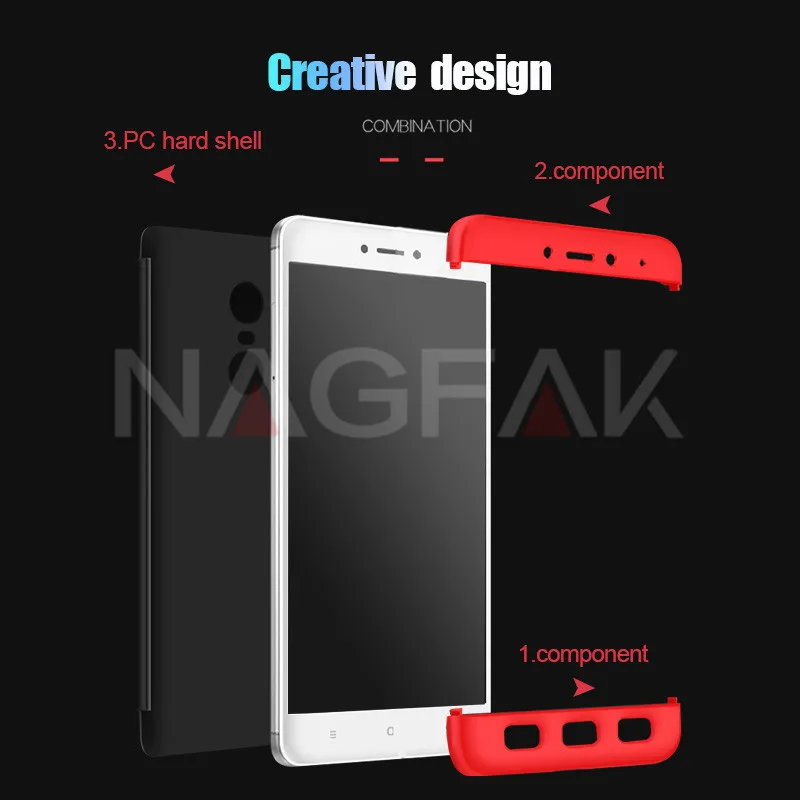 NAGFAK роскошный защитный чехол для Xiaomi Redmi Note 4 4X телефона чехлы на 360 градусов Note4