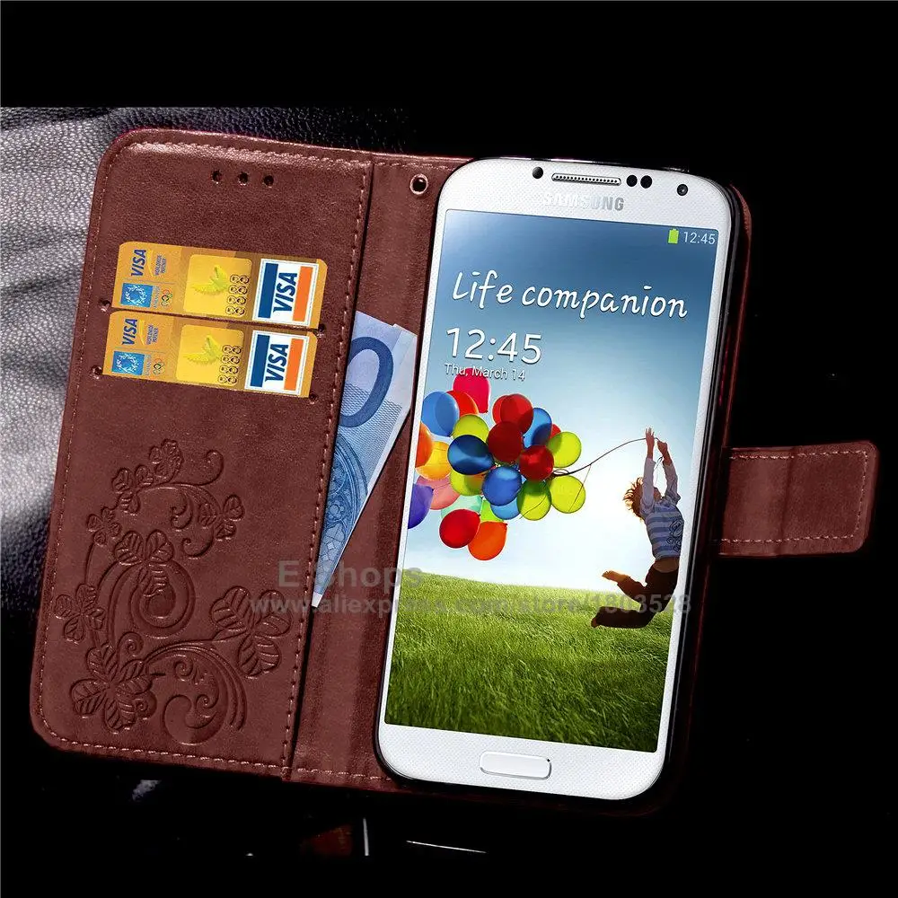 S4mini с тиснением и изображением кожаный чехол для samsung S4 mini i9190 роскошный чехол с откидной крышкой чехол-книжка с отделением для карт и с функцией черный Чехлы 4S SM 9190