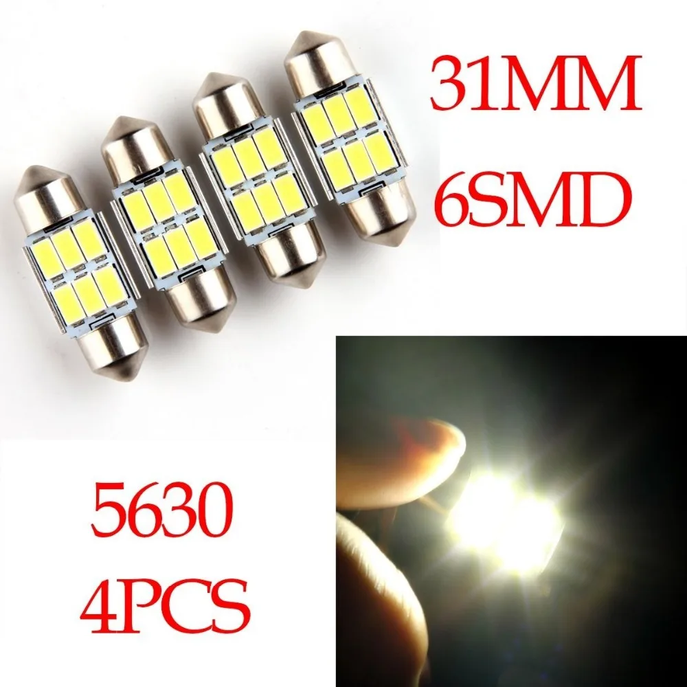 

4 шт. 31 мм C5W 6SMD 5630 купольная гирлянда для салона автомобиля светодиодный ные лампы подсветка номерного знака/без ошибок светодиодный польна...