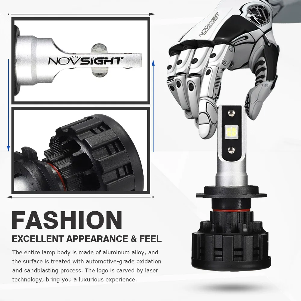 NOVSIGHT H4 LED H7 H11 H8 9006 HB4 H1 H3 HB3 H9 H13 9007 9003 HB2 Автомобильные фары светодиодные лампы 18000LM