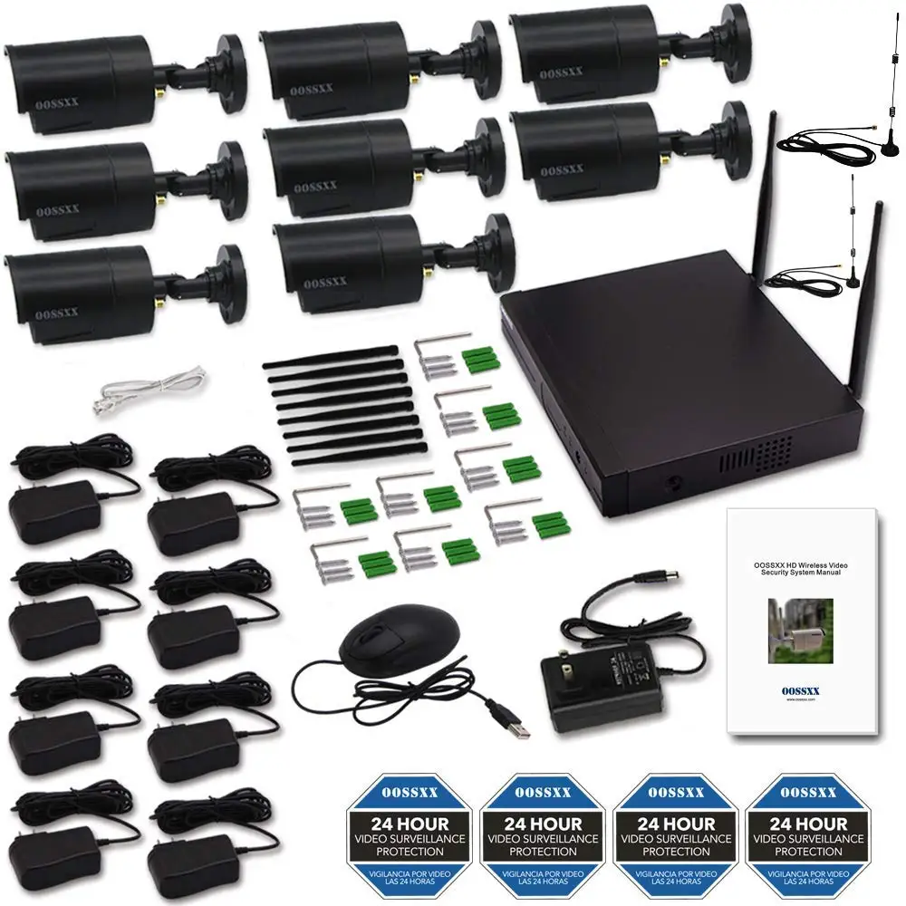 OOSSXX 8CH 1080P Wireless NVR Kit CCTV Camera System 2.0MP Indoor Outdoor IP66 IP P2P Video Surveillance | Безопасность и защита
