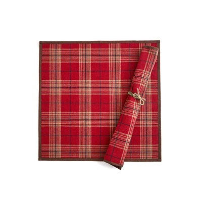 Red with serging Шотландский красный буйвол Клетчатая Ткань Свадебный чай полотенца место коврик салфетки 45x45 см 1 шт рождественские украшения для дома - Цвет: Red with serging