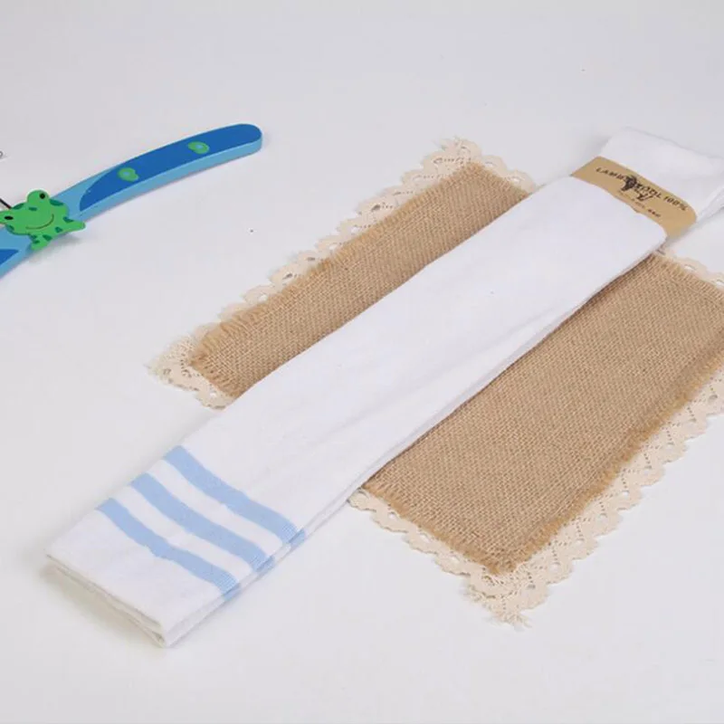 white and blue Длинные теплые колготки выше колена для взрослых женщин; хлопковые чулки в полоску для костюмированной вечеринки в стиле аниме; осеннее сексуальное нижнее белье для школьниц - Color: white and blue