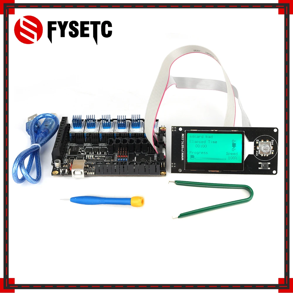 FYSETC F6 V1.3 ALL-in-one Mainboard + 6pcs TMC2100 V1.3 Supper Silence Stepper Motor Driver +MINI12864 LCD Display mini 12864