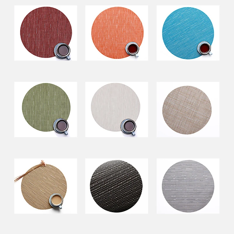 PVC Round Placemat for Dining Table Mat Heat Insulation Non-Slip Placemats Disc Napkin Tableware Pads Coaster Coasters Table