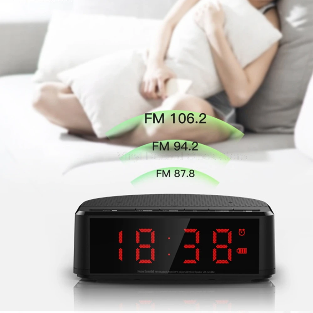 Цифровой будильник fm-радио с беспроводным bluetooth-динамиком, мини прикроватный светодиодный будильник, часы для ручного вызова, настольные часы, домашний декор