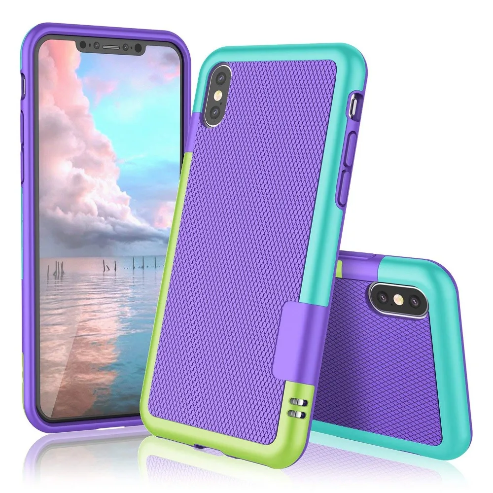 Simple Hybrid PC+ Silicone Anti-slip Shockproof Phone Cases for iPhone X XS MAX XR 8 7 6 6S Plus 5 5S SE Cover Matte Armor Case