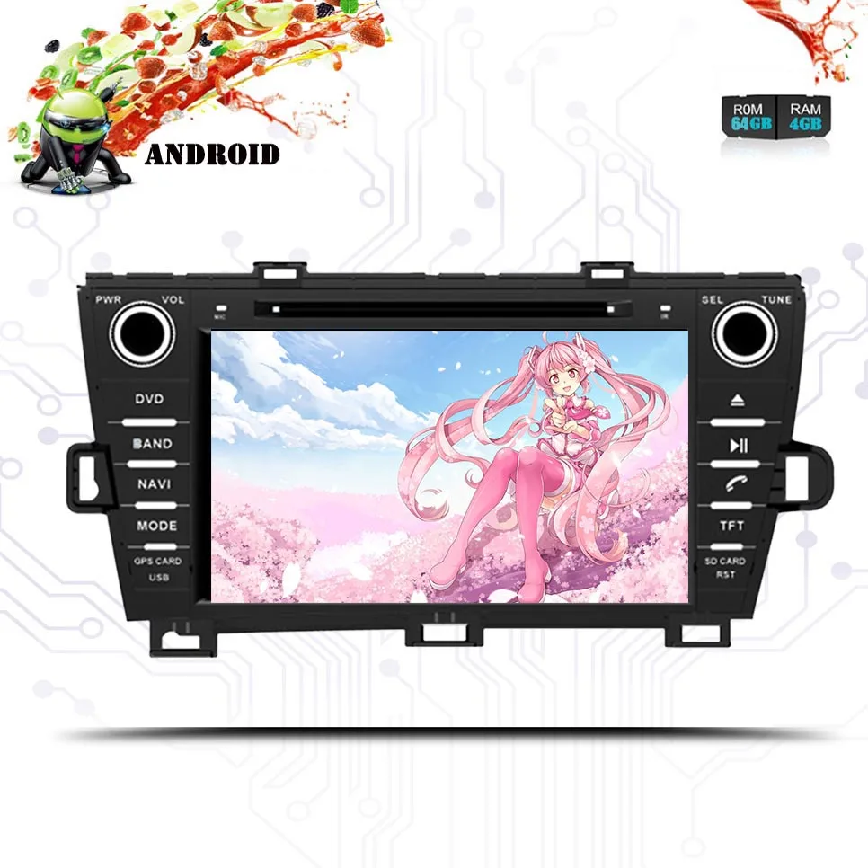 Android 9 0 8 ядер 4G RAM 64G ROM автомобильный DVD GPS для Toyota Prius 2009 2010 2011 2012 2013 WIFI Авторадио