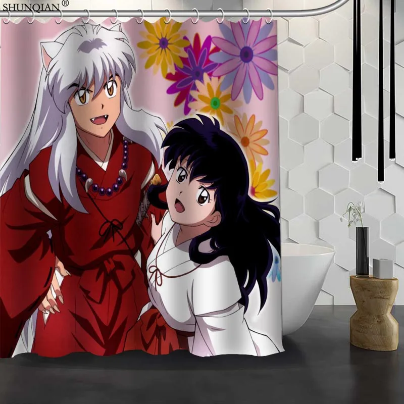 

New InuYasha Custom Shower Curtain Waterproof Fabric Bath Curtain Polyester Fabric Bathroom Curtain 18-4.11