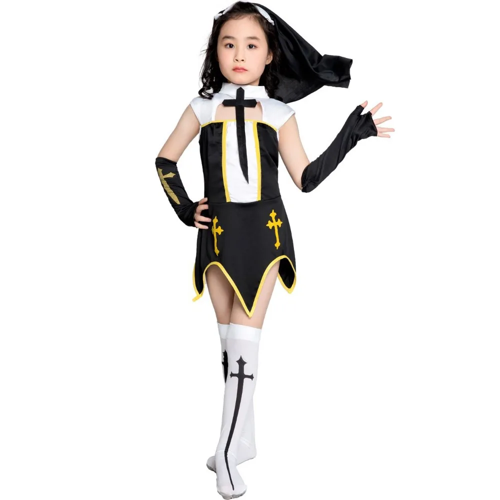 Костюм Девы Марии сексуальный костюм монахои платье для косплея с черным