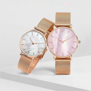 Женские наручные часы Mavis Hare, розовые и белые сетчатые часы с жемчужным циферблатом и сетчатым браслетом из нержавеющей стали в подарок, 1 шт.