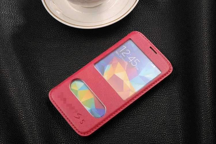 rose S5 Neo Роскошный кожаный чехол с окошком, откидная крышка для Samsung Galaxy S5 Neo G903F G903W G900F G910F G900H G900FD - Цвет: rose