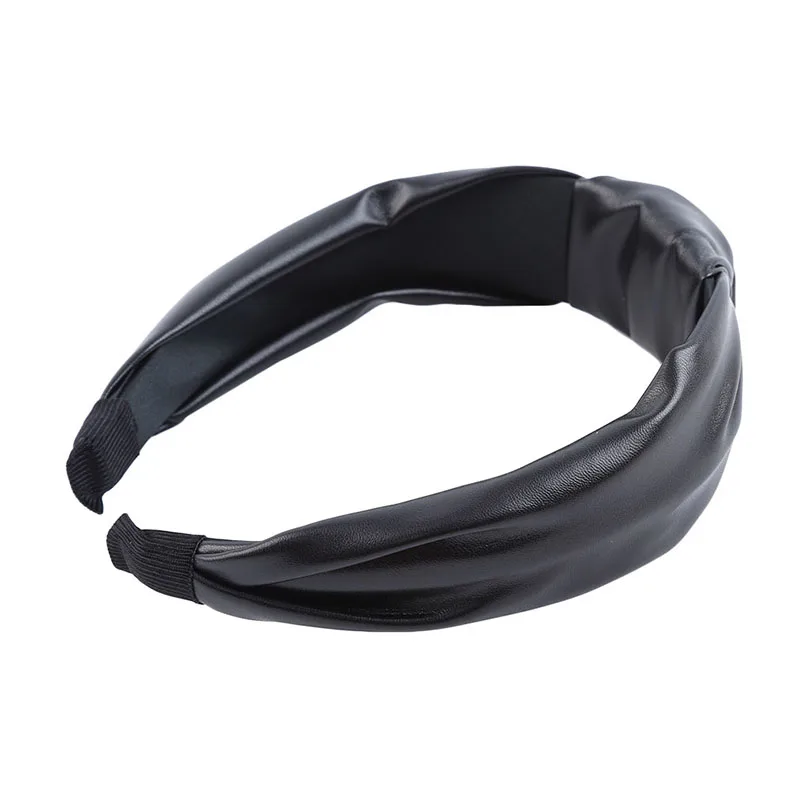 Модная Корейская повязка для волос для девочек средняя вязаная повязка на голову ручная работа кожаная ПУ головная повязка, аксессуары для волос