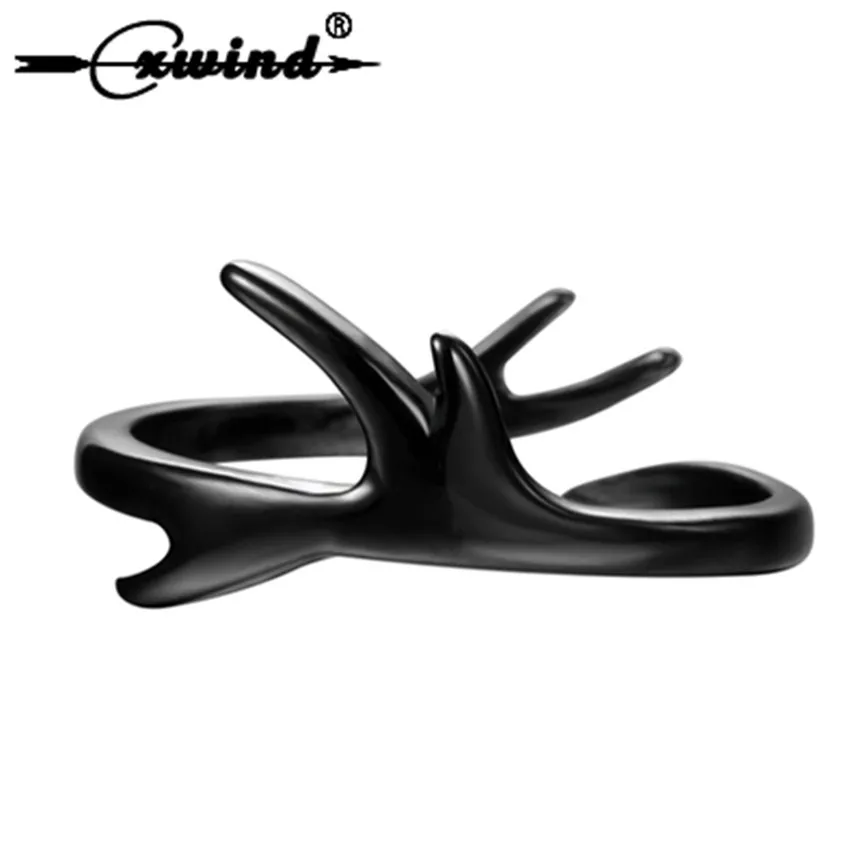 Cxwind Fashion Women Cute Black Branch Rings Adjustble Size Deer Anlter Rings Wonderful Gift For Girls Teen Lady Finger Jewelry
