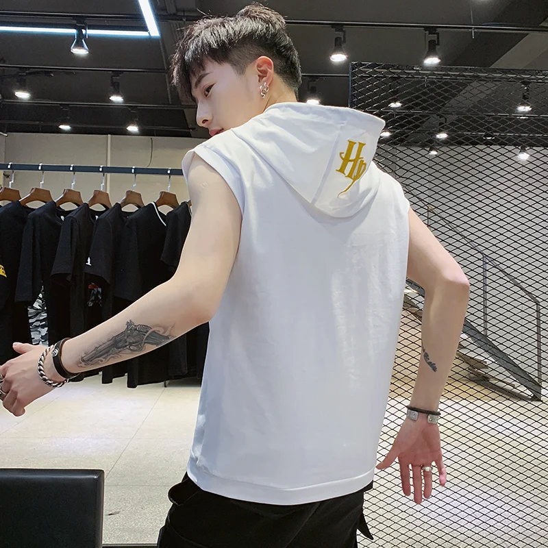 Лето 2019 Новая мужская футболка без рукавов кепка хлопок Английский алфавит