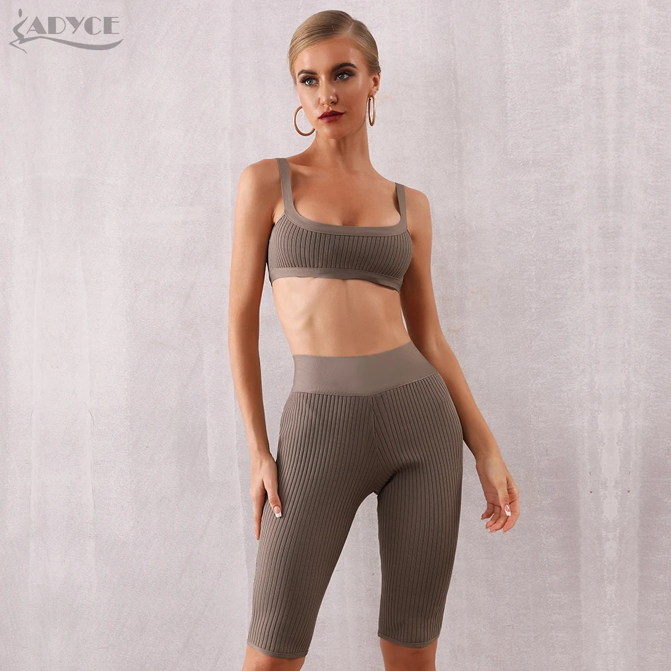 Женские облегающие клубные комплекты Adyce топ и брюки армейского зеленого цвета
