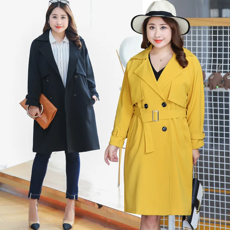 Женский Длинный Тренч в английском стиле с отложным воротником поясом