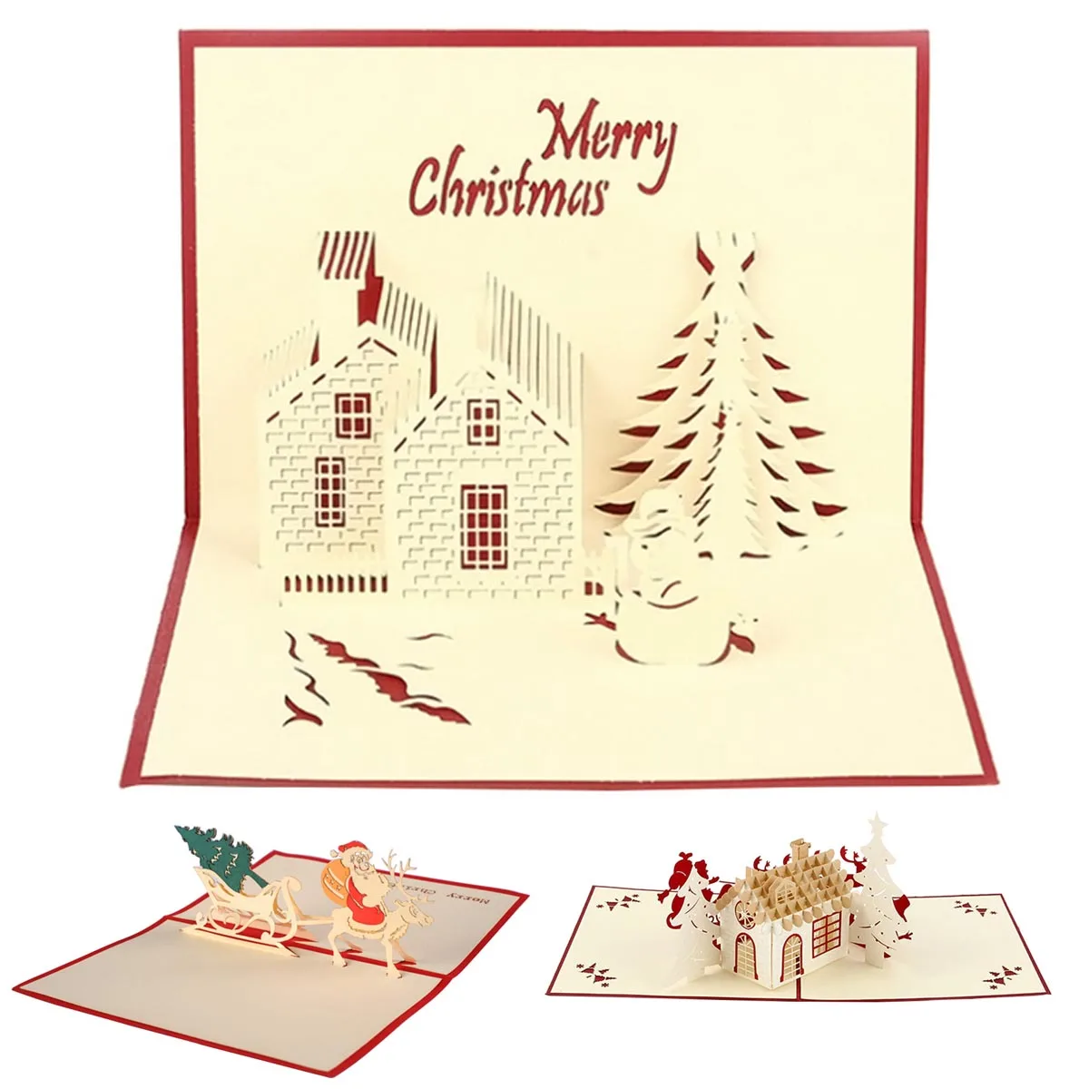3D Рождественские тематические выдвижные открытки для рождественского праздника