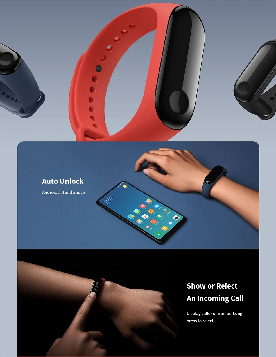Xiaomi mi смарт-браслет 3 фитнес-браслет mi Band 3 большой сенсорный экран OLED сообщение время сердечного ритма Smartband