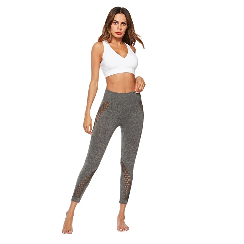 Хлопковые спортивные Леггинсы с дырками женские повседневные леггинсы для