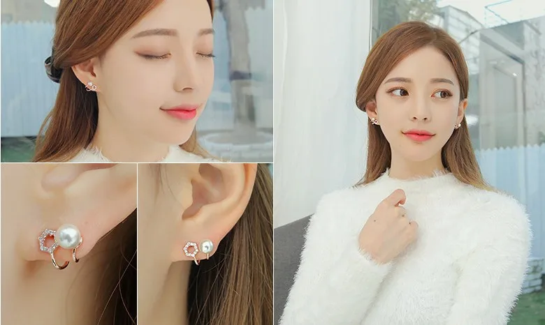 Женские серьги Клипсы из серебра 925 пробы с фианитом|sterling silver clip earrings|clip earrings for