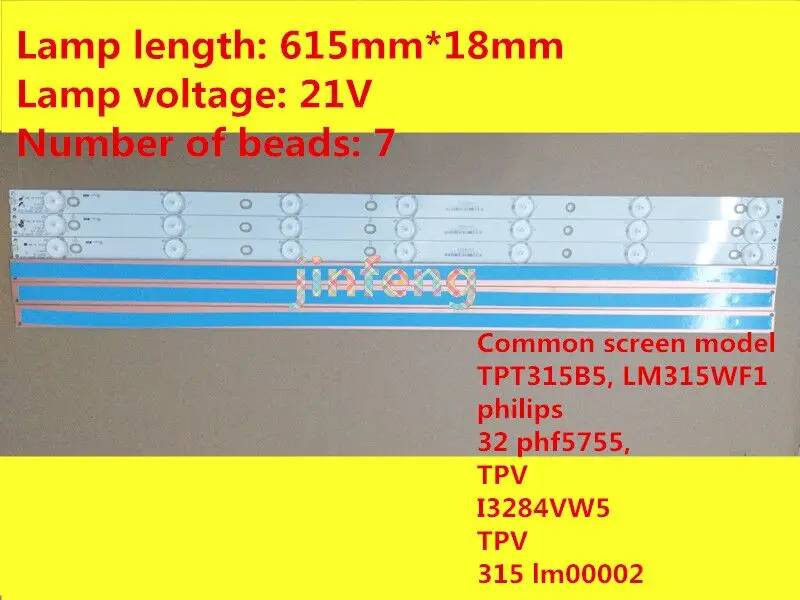 20pcs Genuine LED TV Backlight Strip New Lamp For GJ-2K16 D2P5-315 D407-V1.2(17mm) Repair Replacement Part 7 LEDs 61.4cm