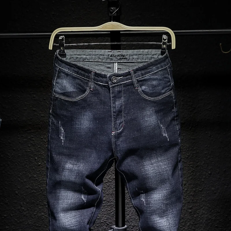 Мужские черные обтягивающие джинсы повседневные новые весенне-летние