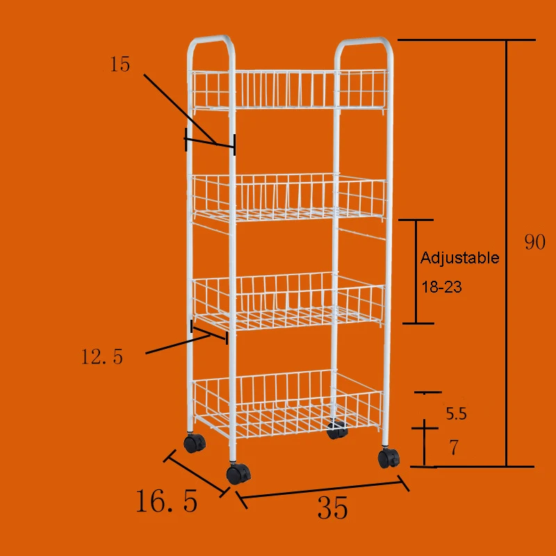 4 layer 3/4 слой Съемный зазор стеллаж для хранения держатель Железный арт с колесами холодильник боковая полка Ванная Кухня Органайзер - Цвет: 4 layer
