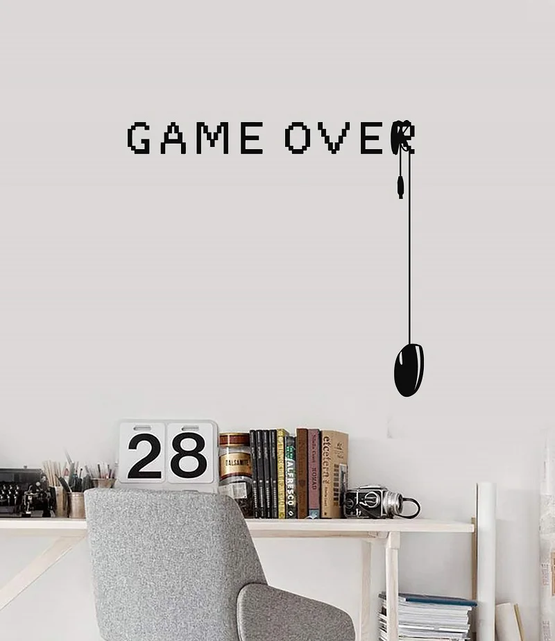 

Game end vinyl wall decal video game player room art deco sticker mural, game hall home bedroom wall sticker decoration YX20